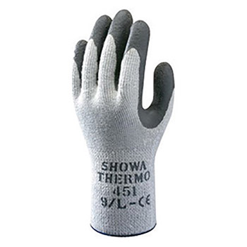 SHOWA Best Glove Size 10 Gray And Dark Gray Atlas Therma-Fit Seamless Loop-In Thermal Terry Cotton Lined Insulated Cold Weather Gloves With Elastic Cuff, Gray Latex Coated Palm And Fingertips And Rough Finish