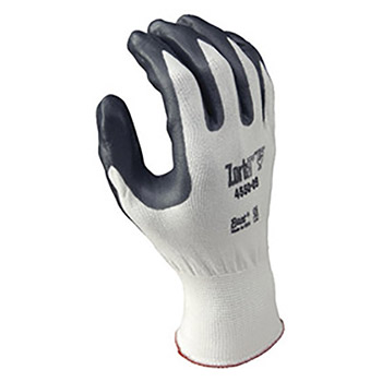 SHOWA Best Glove Size 6 Zorb-IT Cut Resistant Gray Nitrile Dipped Palm Coated Work Gloves With White Seamless Nylon And Polyester Knit Liner And Elastic Cuff, Pre-Package