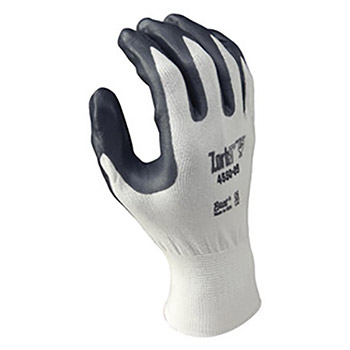 SHOWA Best Glove Size 7 Zorb-IT Cut Resistant Gray Nitrile Dipped Palm Coated Work Gloves With White Seamless Nylon And Polyester Knit Liner And Elastic Cuff, Pre-Package