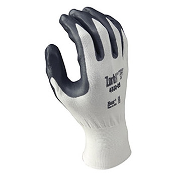 Showa Best Glove B134550 Zorb-IT Cut Resistant Gray Nitrile Dipped Palm Coated Work Gloves With White Seamless Nylon And Polyester Knit Liner And Elastic Cuff, Per Pair