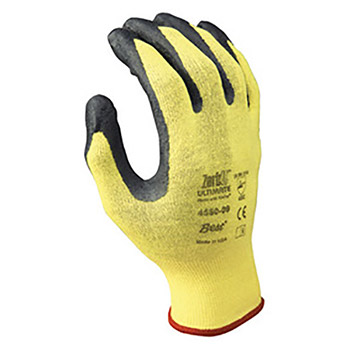 Showa Best Glove B134560-07 Size 7 Zorb-IT Ultimate Cut Resistant Gray Nitrile Dipped Palm Coated Work Gloves With Yellow Seamless Kevlar Knit Liner And Elastic Cuff