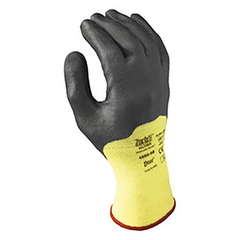 Showa Best Glove B134565-07 Size 7 Zorb-IT Ultra Cut Resistant Gray Nitrile Dipped Palm Coated Work Gloves With Yellow Seamless Aramid Knit Liner And Extended Cuff