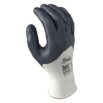 Showa Best Glove B134575-07 Size 7 Zorb-IT Extra Abrasion Resistant Gray Nitrile Dipped Palm Coated Work Gloves With Nylon And Polyester Knit Liner And Elastic Cuff