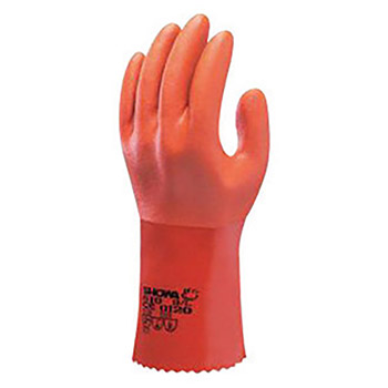 SHOWA Best Glove Size 9 Orange Atlas 10" Cotton Knit Lined 1.1 mm Cotton And PVC Fully Coated Chemical Resistant Gloves With Rough And Textured Finish And Straight Cuff