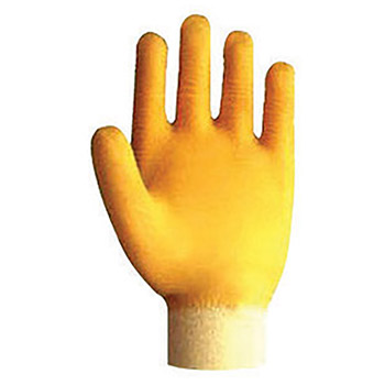 SHOWA Best Glove Large The Original Nitty Gritty Cut Resistant Yellow Natural Rubber Palm And Fingertip Coated Work Gloves With Cotton, Polyester And Flannel Liner And Knit Wrist