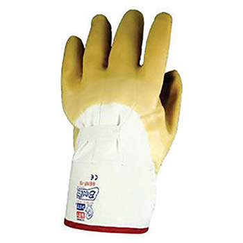 Showa Best Glove B1366NF-10 66NF-10 Size 10 The Original Nitty Gritty Cut Resistant Yellow Natural Rubber Palm Coated Work Gloves With White Cotton And Flannel Liner And Safety Cuff