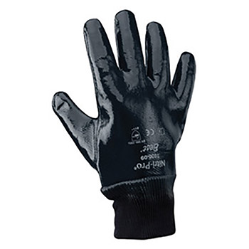 SHOWA Best Glove Size 9 Nitri-Pro Heavy Duty Cut, Abrasion, Tearing And Puncture Resistant Navy Nitrile Fully Coated Work Gloves With Cotton And Jersey Liner And Knit Wrist