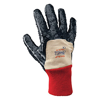 SHOWA Best Glove Size 8 Nitri-Pro Heavy Duty Liquid Resistant Navy Nitrile Impregnation Palm Coated Work Gloves With White Cotton And Jersey Liner And Knit Wrist