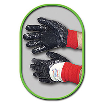 SHOWA Best Glove Size 10 Nitri-Pro Heavy Duty Liquid Resistant Navy Impregnated Nitrile Fully Coated Work Gloves With White Cotton And Jersey Liner And Knit Wrist