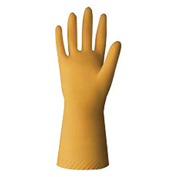 SHOWA Best Glove Size 8 Orange Master 12" Flock Lined 21 mil Embossed Natural Latex Utility Chemical Resistant Gloves With Bisque And Tractor-Tread Grip Finish And Straight Cuff