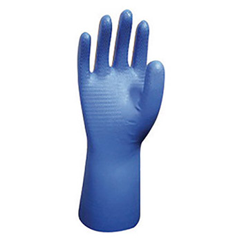 Showa Best Glove B13707-07 Size 7 Blue Nitri-Dex 12" 9 mil Unsupported Nitrile Fully Coated Chemical Resistant Gloves With Textured And Tractor-Tread Finish And Gauntlet Rolled Cuff