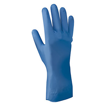 SHOWA Best Glove Size 7 Nitri-Dex 11 mil Chemical Resistant Blue Nitrile Palm And Fingertip Coated Work Gloves With Cotton Flock Liner And Rolled Cuff
