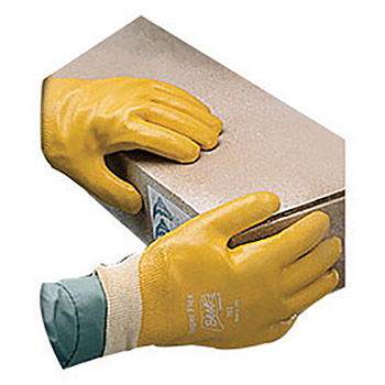 SHOWA Best Glove Size 10 Yellow Super Flex 12" Cotton Jersey Lined PVC Fully Coated Chemical Resistant Gloves With Smooth Finish Gauntlet Cuff