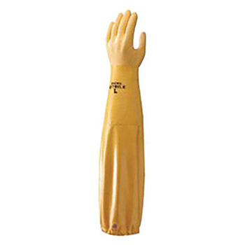 SHOWA Best Glove Size 9 Yellow Atlas 26" Cotton Interlock Lined 2 mil Cotton And Nitrile And Polyester Fully Coated Chemical Resistant Gloves With Rough And Textured Finish, Elastic Cuff And Thin Nitrile Extended Sleeve