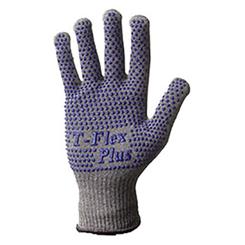 SHOWA Best Glove Size 6 Light Gray T-FLEX Dotted Style 13 gauge Light Weight Dyneema Ambidextrous Cut Resistant Gloves With Knit Wrist, Lycra Spandex Thermax Lined, PVC Dots Coating And AlphaSan Antimicrobial Treatment