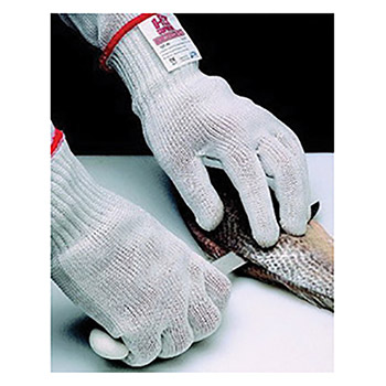 SHOWA Best Glove Size 7 White D-FLEX PLUS Dotted Style 7 gauge Medium Weight Stainless Steel Cut Resistant Gloves With PVC Dots Coating, 10" Sleeves