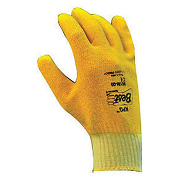 Showa Best Glove B13960S-08 Size 8 KPG Light Weight Abrasion Resistant Yellow PVC Fully Coated Work Gloves With Seamless Cotton Knit Liner And Slip-On Cuff