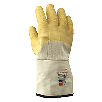 SHOWA Best Glove Medium Chemical Resistant Yellow Natural Rubber Palm Coated Work Gloves With Cotton Flannel Liner And Gauntlet Cuff