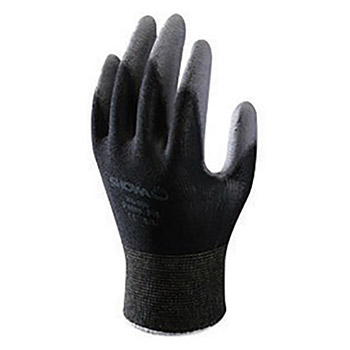 Showa Best Glove B13BO500B-S Small Showa 13 Gauge Abrasion Resistant Dark Gray Polyurethane Palm Coated Work Gloves With Black Seamless Nylon Knit Liner And Knit Wrist
