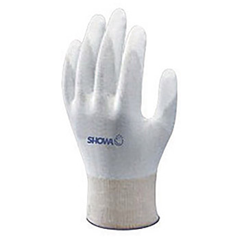 SHOWA Best Glove Large 13 Gauge Abrasion Resistant White Polyurethane Palm Coated Work Gloves With White Seamless Nylon Knit Liner And Knit Wrist