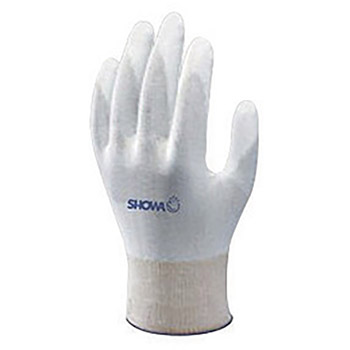 SHOWA Best Glove Medium 13 Gauge Abrasion Resistant White Polyurethane Palm Coated Work Gloves With White Seamless Nylon Knit Liner And Knit Wrist
