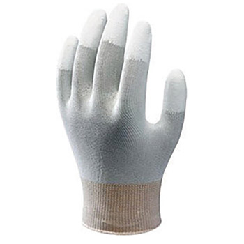 SHOWA Best Glove Medium 13 Gauge White Polyurethane Fingertip Coated Work Gloves With White Seamless Nylon Knit Liner And Knit Wrist