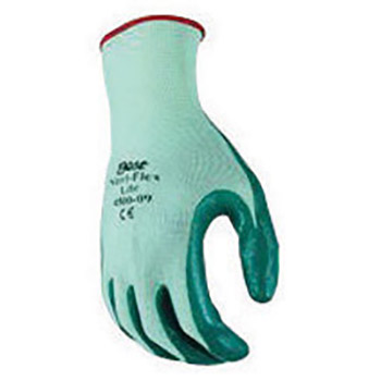 SHOWA Best Glove Size 6 Nitri-Flex Lite Green Nitrile Dipped Palm Coated Work Gloves With Light Green Nylon Knit Liner And Knit Wrist