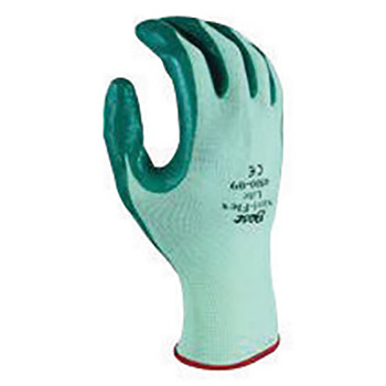 SHOWA Best Glove Size 8 Nitri-Flex Lite Green Nitrile Dipped Palm Coated Work Gloves With Light Green Nylon Knit Liner And Knit Wrist