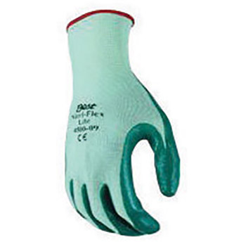 SHOWA Best Glove Size 9 Nitri-Flex Lite Green Nitrile Dipped Palm Coated Work Gloves With Light Green Nylon Knit Liner And Knit Wrist