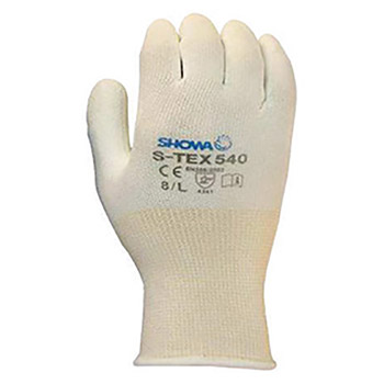 SHOWA Best Glove Size 8 S-TEX Light Weight Cut Resistant White Polyurethane Palm And Fingertip Coated Work Gloves With White Hagane Coil Liner And Knit Wrist