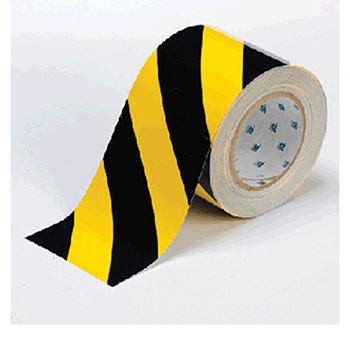 Brady USA 104377 4" X 100' Black And Yellow Diagonal Stripe ToughStripe Polyester Floor Marking Tape