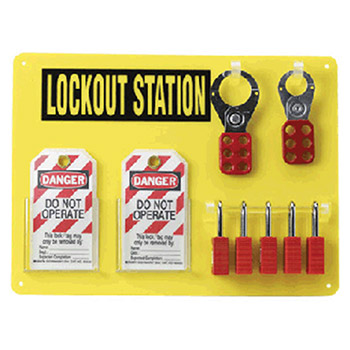 Brady USA 51181 Yellow Acrylic 5 Lock Lockout Center (Includes 5 Safety Locks 2 Hasps And 12 Lockout Tags)