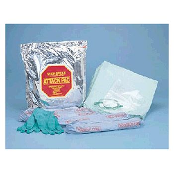 Brady USA SKO-ATK SPC Oil Only Attack Pac Spill Kit Includes 15 Pads 15" X 19" 3 SOCs 3" X 4' 1 Pair Goggles 1 Pair Nitrile