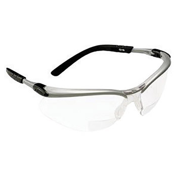 3M CAS11375-00000 BX 2.0 Diopter Safety Glasses With Silver Black Nylon Frame And Clear Polycarbonate Anti-Fog Lens, Per Pr