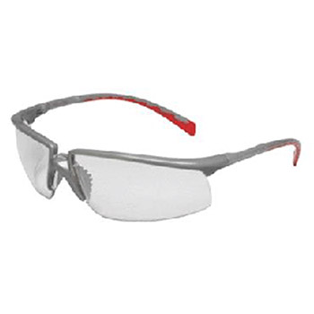 Aearo 3M 12265-00000 Privo Safety Glasses With Silver And Red Frame And Clear Polycarbonate Anti-Fog Lens