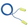 3M CAS311-1250 Single Use E-A-Rsoft Yellow Neons Tapered Polyurethane Foam Corded Earplugs With Vinyl Cord