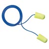 3M CAS311-1251 Large Single Use E-A-Rsoft Yellow Neons Tapered Polyurethane Foam Corded Earplugs With Vinyl Cord, 200 Pair Per Box