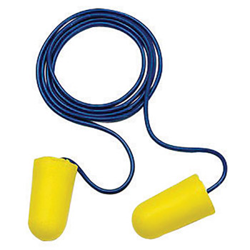 3M CAS312-1223 Single Use TaperFit 2 Tapered Polyurethane Foam Corded Earplugs With Vinyl Cord
