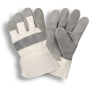 Cordova 1030 Side Split Leather Glove, White Canvas Back, 2.5" White Rubberized Safety Cuff, Kevlar Sewn, Per Dz