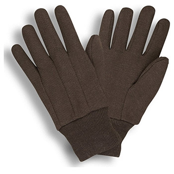 Cordova 1400P Jersey Work Gloves Chore, Poly / Cotton Blend, Clute Cut, Knit Wrist, Medium Weight, Brown Color - Dozen