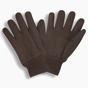 Cordova 1500 Jersey Work Gloves Chore, Mini Dots Poly / Cotton Blend, Clute Cut, Knit Wrist, Standard Weight, Brown Color - Dozen