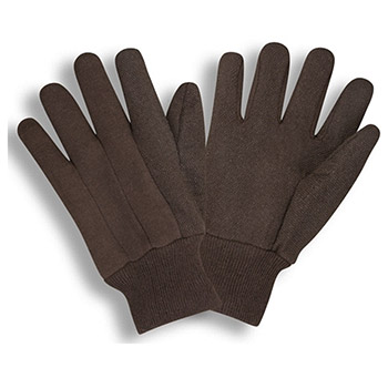 Cordova 1510 Jersey Work Gloves Chore, Large Dots Poly / Cotton Blend, Clute Cut, Knit Wrist, Standard Weight, Brown Color - Dozen