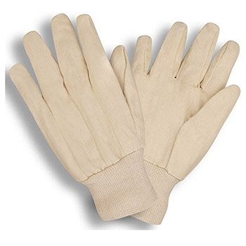Cordova 2000V Standard Cotton Canvas Chore Work Gloves, 8oz Fabric, Clute Cut, Knit Wrist, Wing Thumb, White - Dozen