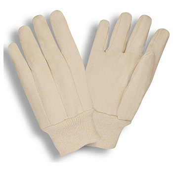 Cordova 2100 Standard Cotton Canvas Chore Work Gloves, 10oz Fabric, Clute Cut, Knit Wrist, Wing Thumb, White - Dozen