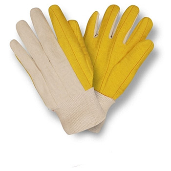 Cordova 2316 Yellow Chore Work Glove, 100% Cotton, Quilted Palm, Canvas Back, Yellow Knit Wrist - Dozen