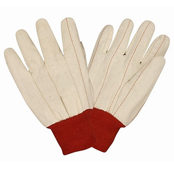 Cordova 24101 Nap-In Work Glove, Cotton Canvas Double Quilted Palm, Band Top, Red Knit Wrist - Dozen