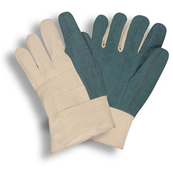 Cordova 2515G Heavy Weight Hot Mill Work Gloves, 3-Ply Burlap Lined Green Quilted Palm, Knuckle Strap, Band Top - Dozen