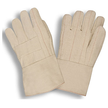 Cordova 2525 Heavy Weight Hot Mill Work Gloves, 3-Ply Burlap Lined Quilted Palm, Knuckle Strap, Band Top, Gauntlet - Dozen
