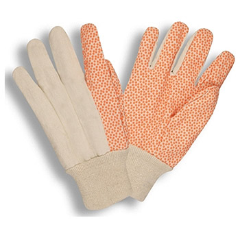 Cordova 2680 PVC Dotted, Canvas Chore Work Gloves, High-Viz Orange, 8oz Cotton, Knit Wrist - Dozen