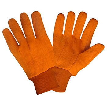 Cordova 2800CD High-Viz Orange, Corded Poly/Cotton Blend Double Palm, Canvas Chore Work Gloves, Orange Knit Wrist - Dozen